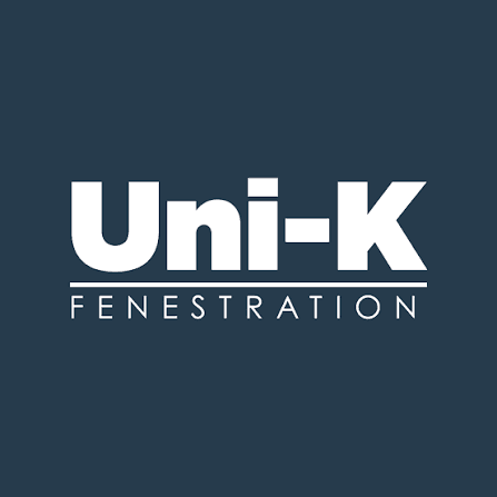 Uni-K Fenestration logo with white text on dark blue background